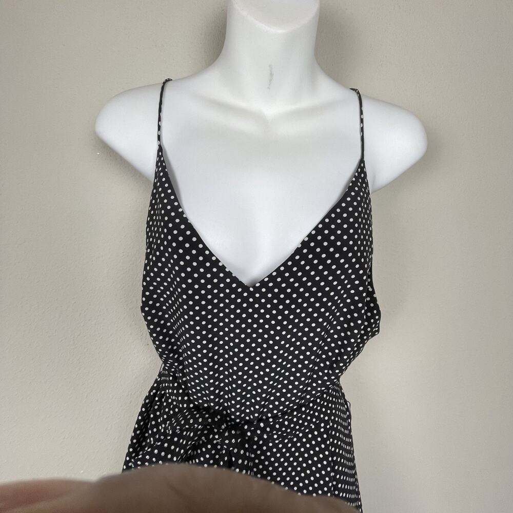 AYR Silk faux wrap Black and White Polka Dot Midi Dress - Picture 6 of 14